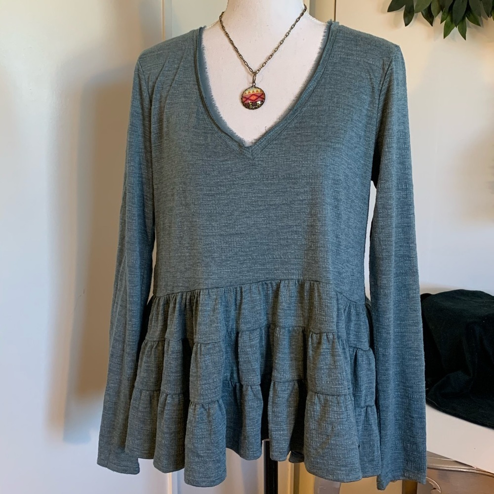 ⬇️Anthropologie Deletta Turquoise Blue Top! Sm